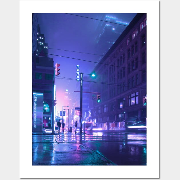 Neon city Wall Art by mrcatguys